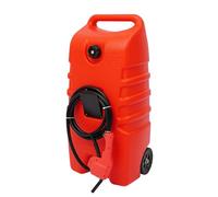 Chariot de carburant mobile de 53 l avec pistolet de distribution et pompe à main, avec pistolet de distribution et tuyau, enroulable, 8 l/min, jerrican à essence sur roues en polyéthylène haute
