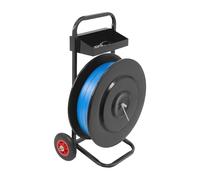 Chariot de cerclage pour bandes de cerclage PP et PET, capacité de charge 80 kg pour diamètre de noyau 200 et 400 mm, dévidoir mobile, parfait pour l'emballage et le transport, noir