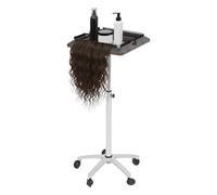Chariot de coiffeur avec porte-cheveux, 5 roulettes, hauteur réglable | Chariot mobile de salon avec roulettes à 360°, étagère, règle de peigne pour extensions de tout type