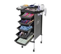 Chariot de Coiffure 6 étages Chariot de Salon sur roulettes Cosmétique Travail Studio de Cosmétique de Service Noir avec roulettes Universelles pour Coiffeurs