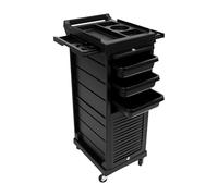 Chariot de Coiffure à 7 Niveaux avec Compartiments verrouillables, roulettes en PVC Noir, pour Salon de Coiffure et manucure à Domicile
