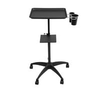 Chariot de coiffure, de salon de coiffure, avec plateau de rangement et espace de rangement, réglable en hauteur pour beauté, spa, barbier (noir)