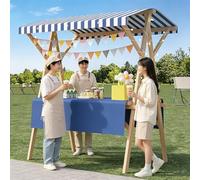 Chariot de Concession Pliable pour Étal de Marché, avec Auvent et Roulettes, pour Événements en Plein Air et Stands de Marché(Blue,120x60x200cm)