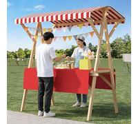 Chariot de Concession Pliable pour Étal de Marché, avec Auvent et Roulettes, pour Événements en Plein Air et Stands de Marché(Red,120x60x200cm)