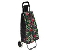 Chariot de course 2 roues en plastique motif jungle rose et vert (H95cm) - FLORUBA -