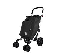 Chariot de Course 6 roulettes marché Poussette marché Pliable et Diable Caddie Panier METZELDER Easy K Chassis Aluminium Garantie 1 an (Noir), 94 X61X41CM Volume 54L