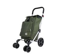 Chariot de Course 6 roulettes Poussette marché Pliable et Caddie METZELDER Easy K Chassis Aluminium Garantie 1 an (Vert Kaki)