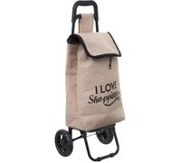 Chariot de course - AC-DÉCO - Toile de jute - Noir - 35x28x93 cm - Poche zippée