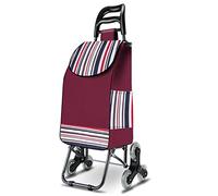 Chariot de Course | Chariot marché 6 Roues - 3 Roues de Chaque côté | 2 en 1 Poussette marché Pliable et Diable | Caddie Panier Montant escalier (Red)