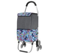 SADOMAIN Chariot de Course | Chariot marché 6 Roues - 3 Roues de Chaque côté | 2 en 1 Poussette marché Pliable et Diable | Caddie Panier Montant escalier, 60 L (C)