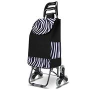 Chariot de Course | Chariot marché 6 Roues - 3 Roues de Chaque côté | 2 en 1 Poussette marché Pliable et Diable | Caddie Panier Montant escalier (Black)