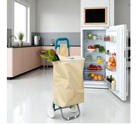 Chariot De Course - Entre Temps - Fraicheur - 2 Roues - Beige Et Blanc