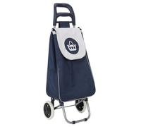 Chariot de course motif pictogramme panier - 2 roues - L 34 cm x H 96 cm - Bleu