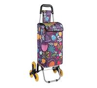 Chariot de Course, Poussette de marché Isotherme 6 Roues Motif Floral avec Poche de Rangement 43L