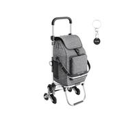 Chariot - TECTAKE - Chariot de courses SHOPPER 3-en-1 pliable, 56 L, poignée réglable et sac isotherme, 42 x 38 x 95 cm - Gris