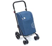 Chariot de Courses 4 Roues Sidebag Quatroll Over - Maniabilité exceptionnelle grâce aux Roues directrices - Sac Isotherme 43L - Compact & Pliable - Poignée Multiposition - Charge 20 kg (Bleu)