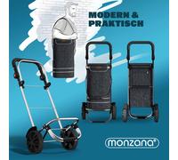 MONZANA® Chariot de Courses 56L - Caddie de Courses 3 en 1, Compartiment Isotherme, Pliable, Poignée Réglable, Chariot à roulettes avec Bandoulière, Tissu Oxford 600D, Poignées Antidérapantes