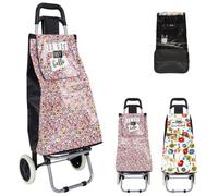 Chariot de courses à 2 roues en PVC - Couleur aléatoire - H 92cm