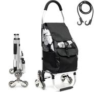 Chariot de Courses à 6 Roues : Caddie | Shopping Trolley Pliable Adapté au Monte-Escalier avec Sac en Toile de Rangement Imperméable & Amovible (Compartiment Isotherme) Fleurs