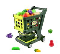 Chariot de courses alimentaire - Chariot de courses pour enfant - Chariot en bois - Kit de chariot de courses Tun Play - Jeu de rôle structuré stable pour anniversaire, Nouvel An, Noël, Kin