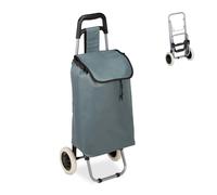 Relaxdays Chariot de Courses, Pliable, 25 L Sac d’achats avec roulettes, Chargeable Jusqu’à 10 kg, 91 x 40 x 30 cm,Gris