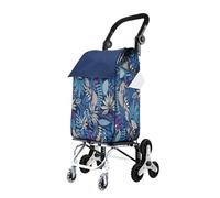 Chariot de Courses Chariot à Roulettes Courses Sac À Roulettes Pliable Et Détachable Avec 6 Roues En Caoutchouc Et 2 Roulettes Pivotantes, Résistant Aux Chocs, Pour Monter Les Escaliers Caddie de Cour