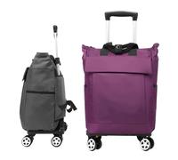 Chariot de Courses, Chariot De Courses Pliable À 4 Roues en Alliage D'aluminium, Portable, 2 en 1, Amovible, pour Les Voyages en Supermarché Sac d’achats avec roulettes(Purple)