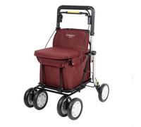 Carlett - Comfort Assist Lett900P | Chariot de Courses Pliable | avec 4 Roues | Produit Médical Classe I | Homologué | Sac Amovible 38L/15kg | Plateau Porte-Objets | Rouge