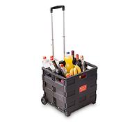 Chariot de Courses, Lot de 2, Caisse Pliable, Charge maximale 35 kg, H x L x P : env. 100 x 42 x 37, Noir