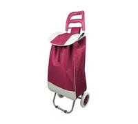 Chariot de courses pliable 38L - léger & stable - résistant aux intempéries - avec poche à fermeture éclair - Structure métallique et 600D-Polyester (Rouge)