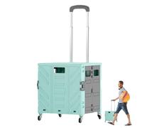 Chariot De Courses Pliable - 47×43×39 Cm | Bac De Rangement pour Coffre | Caisse Ďe Stockage Mobile Repliable | Diable Multifonction avec Poignée Télescopique pour Déménagement Et Achats