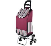 SADOMAIN Chariot de Courses Pliable 50 L Chariot Monte Escalier Capacité 50 kg avec Sac Étanches Trois Roues Poignée Rembourrée Monte-escalier Polyvalent Caddie pour Voyage Bureau (Red)