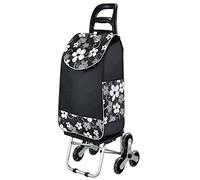 SADOMAIN Chariot de Courses Pliable 50 L Chariot Monte Escalier Capacité 50 kg avec Sac Étanches Trois Roues Poignée Rembourrée Monte-escalier Polyvalent Caddie pour Voyage Bureau (Black)