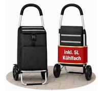 Chariot de courses pliable 56 l avec compartiment isotherme séparé de 5 l - Chariot de courses avec sac imperméable amovible et grandes roues - Chariot de courses également utilisable comme diable
