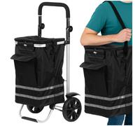 Chariot de courses pliable 56L, compartiment frigorifique 5L, chariot alumini...