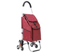 Chariot de Courses Pliable 6 Roues en Aluminium, Sac Entièrement Isotherme, Caddie de Courses, Monte Escalier, Capacité maximale 50 kg (Red)