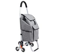 Chariot de Courses Pliable 6 Roues en Aluminium, Sac Entièrement Isotherme, Caddie de Courses, Monte Escalier, Capacité maximale 50 kg (Grey)