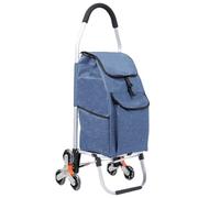 Chariot de Courses Pliable 6 Roues en Aluminium, Sac Entièrement Isotherme, Caddie de Courses, Monte Escalier, Capacité maximale 50 kg (Blue)