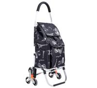 Chariot de Courses Pliable 6 Roues en Aluminium, Sac Entièrement Isotherme, Caddie de Courses, Monte Escalier, Capacité maximale 50 kg (Black 2)