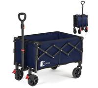 Chariot de courses pliable 80L - Charge 100 kg - Compact - SUNULA - Bleu