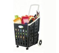 Chariot De Courses Pliable À roulettes, Rangement Portable for Coffre De Voiture(Black)
