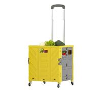 Chariot de courses pliable avec 4 roues - Chariot robuste pour une utilisation en extérieur - Barre de traction pratique pour les courses - Chariot utilitaire portable pour un transport facile