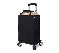 Chariot de courses pliable avec 4 roulettes pivotantes, en alliage d'aluminium robuste, léger, amovible, compartiment de refroidissement, idéal pour supermarché, voyage, pique-nique
