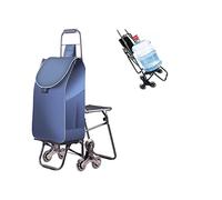 Chariot de courses pliable avec 6 roues et siège confortable, capacité de 35 l, léger et durable, parfait pour les personnes âgées, les courses, les voyages et les activités de plein air