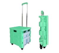 Chariot de courses pliable avec capacité de charge de 25 kg, boîte de rangement de 45 l, couvercle rétractable et 4 roues rotatives à 360°, idéal pour un transport facile et un shopping pratique