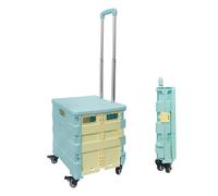 Chariot de courses pliable avec couvercle - Boîte de rangement de 45 L - Capacité de 25 kg - Barre d'attelage rétractable - 4 roues rotatives à 360° - Chariot de transport portable pour courses et