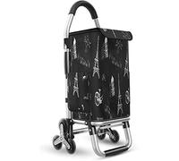 Chariot de courses pliable avec roues d'escalier - Design en aluminium léger et sac amovible - Idéal pour le transport de courses et les manœuvres faciles