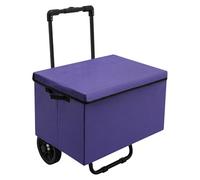 Chariot de courses pliable avec sac de 64 l et couvercle, capacité de charge de 80 kg, chariot de transport avec 2 roues, chariot de transport comme chariot à main pour les courses (violet)
