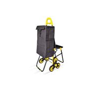 VOUNOT® Chariot de courses 4 en 1 pliable avec siège Sac amovible isotherme 40 L 6 Roues monte escalier Jaune