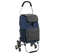 Chariot de Courses Pliable Caddie Course 6 Roues, Cadre en Aluminium, Sac Imperméable avec, Poussette de Marché,Caddie Panier Montant escalier, Capacité maximale 75kg (Blue)